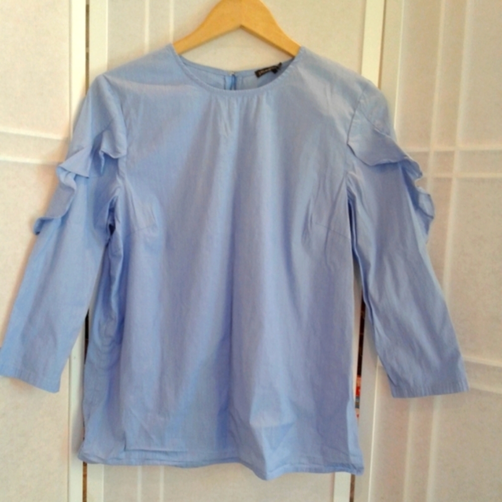 J.McLaughlin blue cotton blend blouse top …